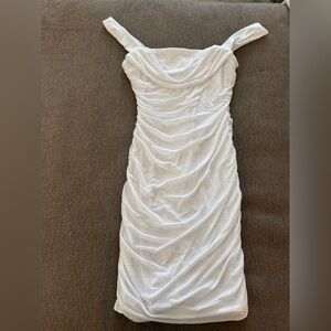 Elegant White Ruched Dress